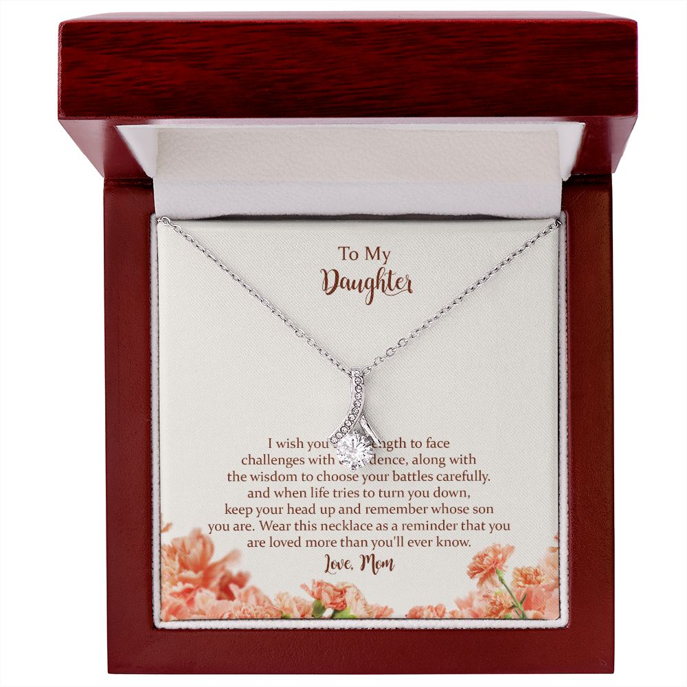 To My Beautiful Daughter Alluring Beauty Necklace，Gift for Daughter from Mom, Mother Daughter Necklace, Birthday, Graduation Christmas Jewelry Gifts for My Beautiful Daugther with Message Card
