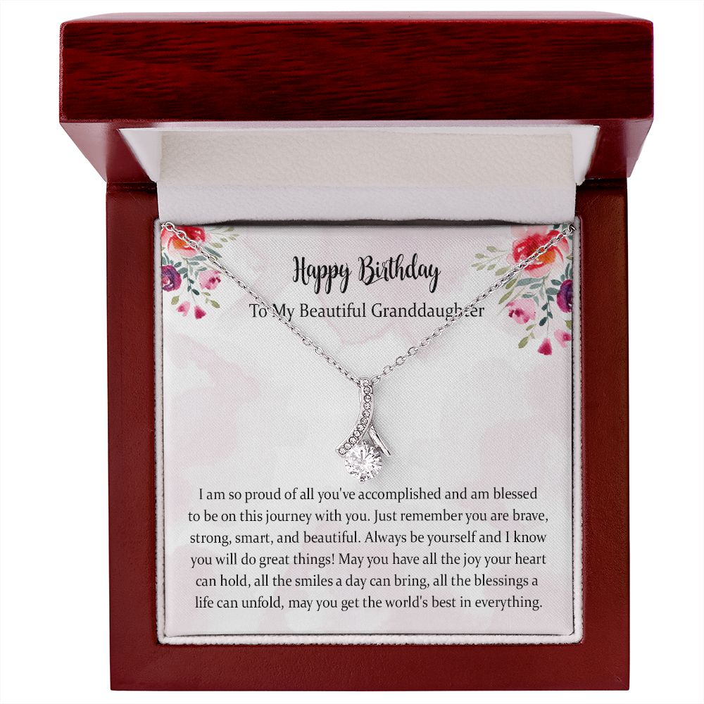 Happy Birthday Necklace Gift for Granddaughter, Granddaughter Jewelry Gifts from Grandma, Birthday Pendant Gift Ideas with Message Card and Gift Box