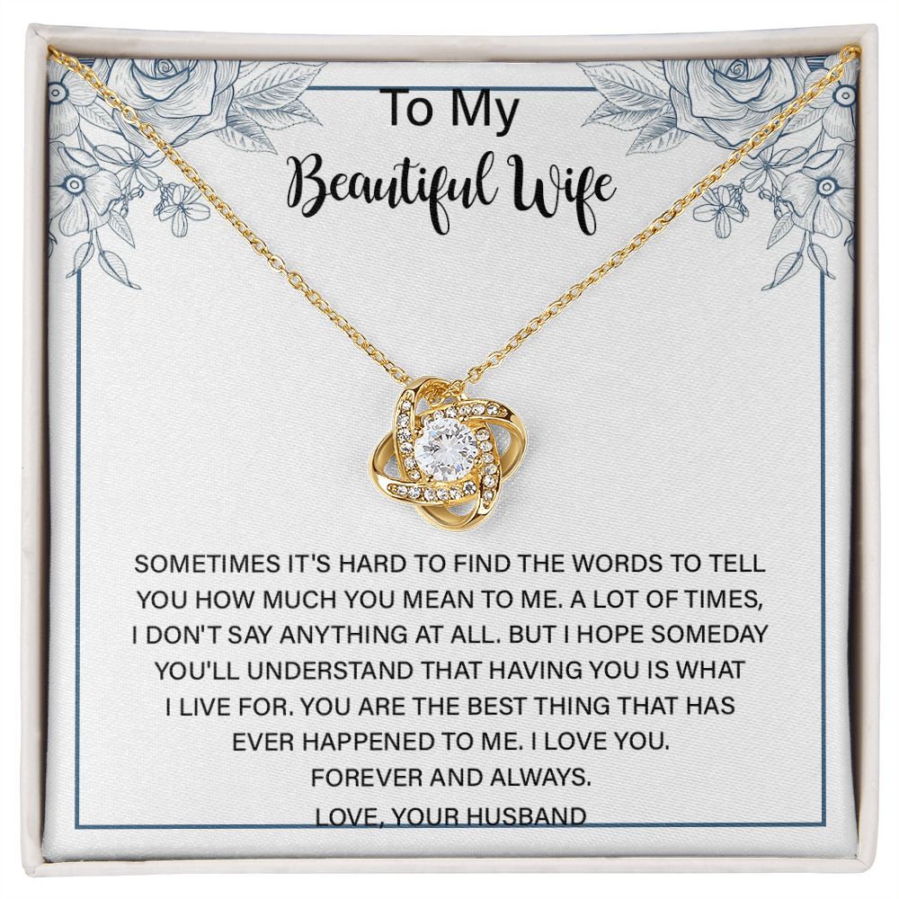 Love Knot Necklace Gifts for Wife from Husband, Jewelry Gifts for Women, Wedding Anniversary Birthday Christmas Gifts for Wife, Gift Items for Women with a Message Card
