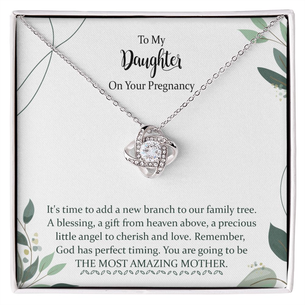 Pregnancy Love Knot Necklace for Expecting New Mom, To My Daughter on Your Pregnancy Necklace from Mom, Daughter Necklace Gift for Women, First Time Mom Pregnant Mother to Be Jewelry with Message Card