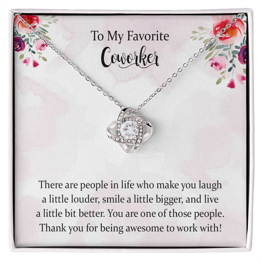 Coworker Christmas Love Knot Necklace Gift for Women, Birthday Gift for Coworker Friends, Farewell Going Away Goodbye Gifts for Coworker