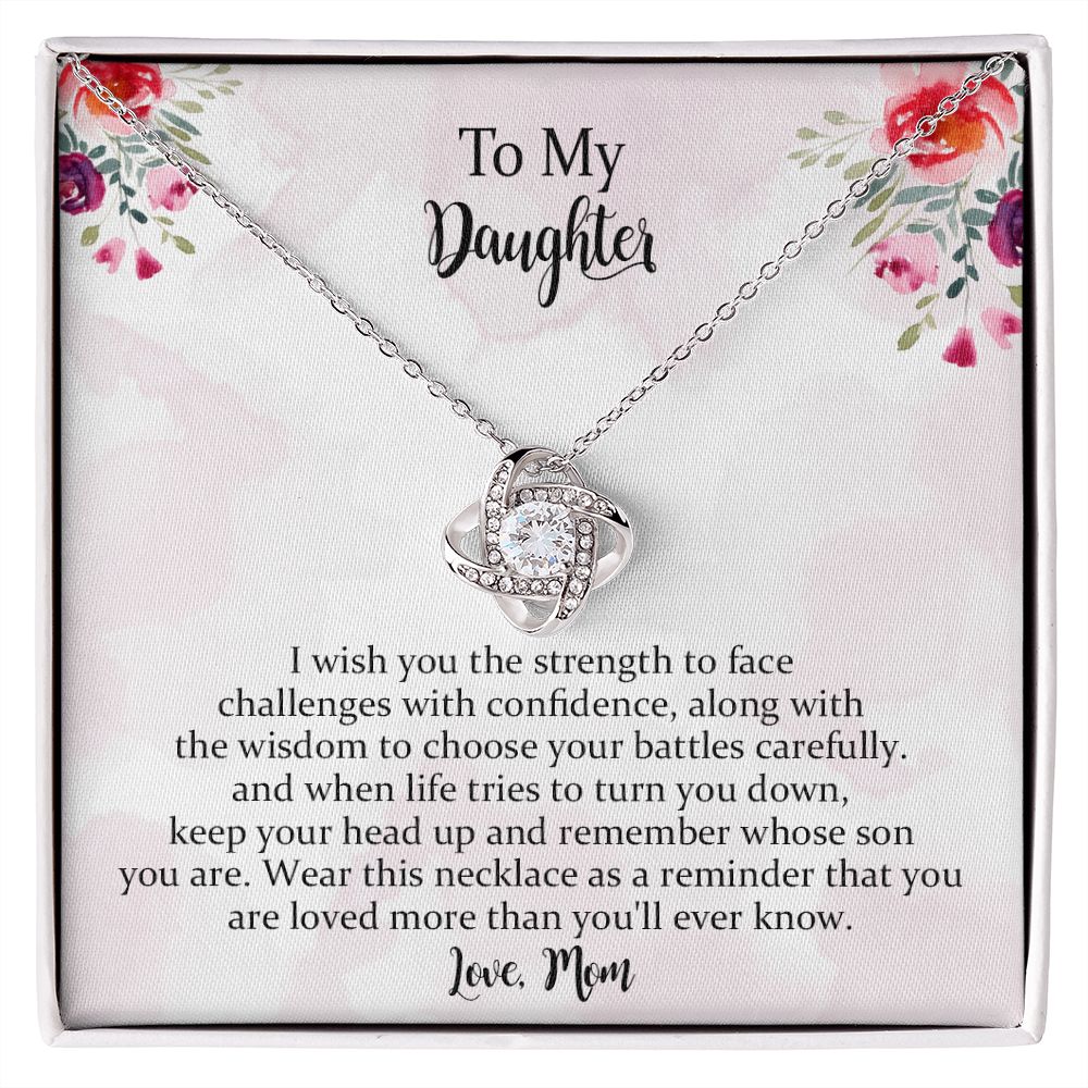 To My Beautiful Daughter Love Knot Necklace,Gift for Daughter from Mom, Mother Daughter Necklace, Birthday, Graduation Christmas Jewelry Gifts for My Beautiful Daugther with Message Card