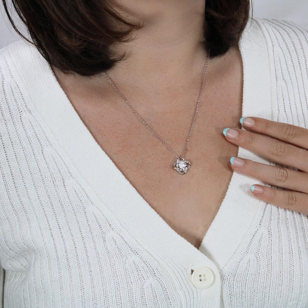 Birthday Love Knot Necklace Gifts for Wife from Husband on Valentine's Day, Find You Sooner Jewelry with Message Card, Personalized Custom Made, Romantic Gift for My Best Wife Ever