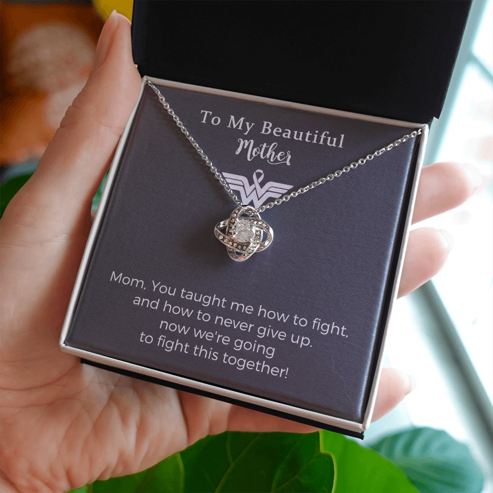 Breast Cancer Survivor Love Knot Necklace Gifts for Women, Encouragement Jewelry Gifts for Mother, Cheer Up Gifts for Cancer Patients Women, Recovery Get Well Soon Post Surgery Gift Necklace for Birthday