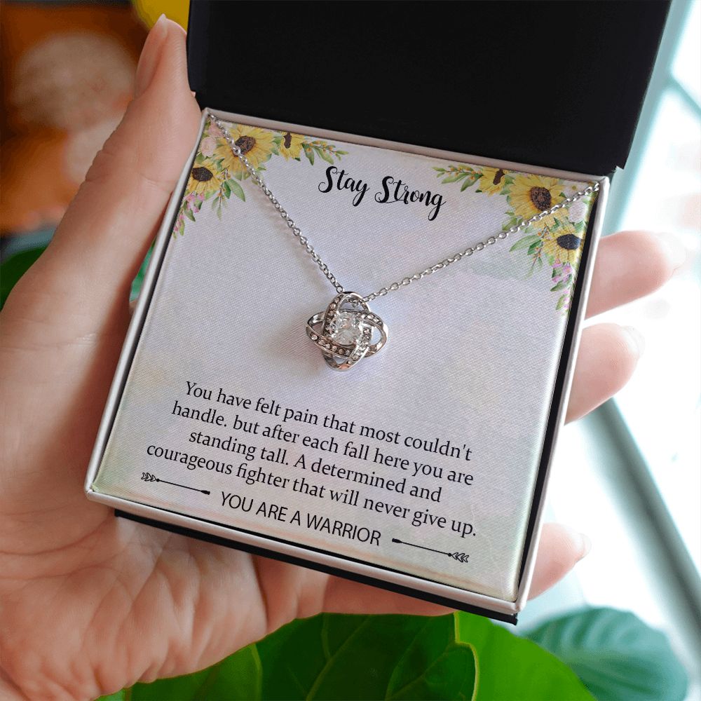 Sobriety Love Knot Necklace Gifts for Women, Encouragement Jewelry Gifts for Women, Cheer Up Gifts for Cancer Patients Women, Get Well Soon Necklace for Birthday with Message Card