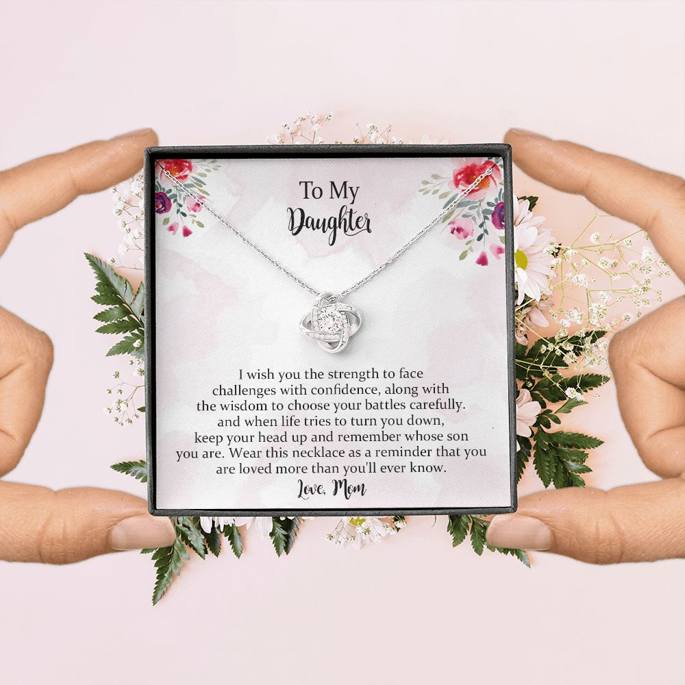 To My Beautiful Daughter Love Knot Necklace,Gift for Daughter from Mom, Mother Daughter Necklace, Birthday, Graduation Christmas Jewelry Gifts for My Beautiful Daugther with Message Card