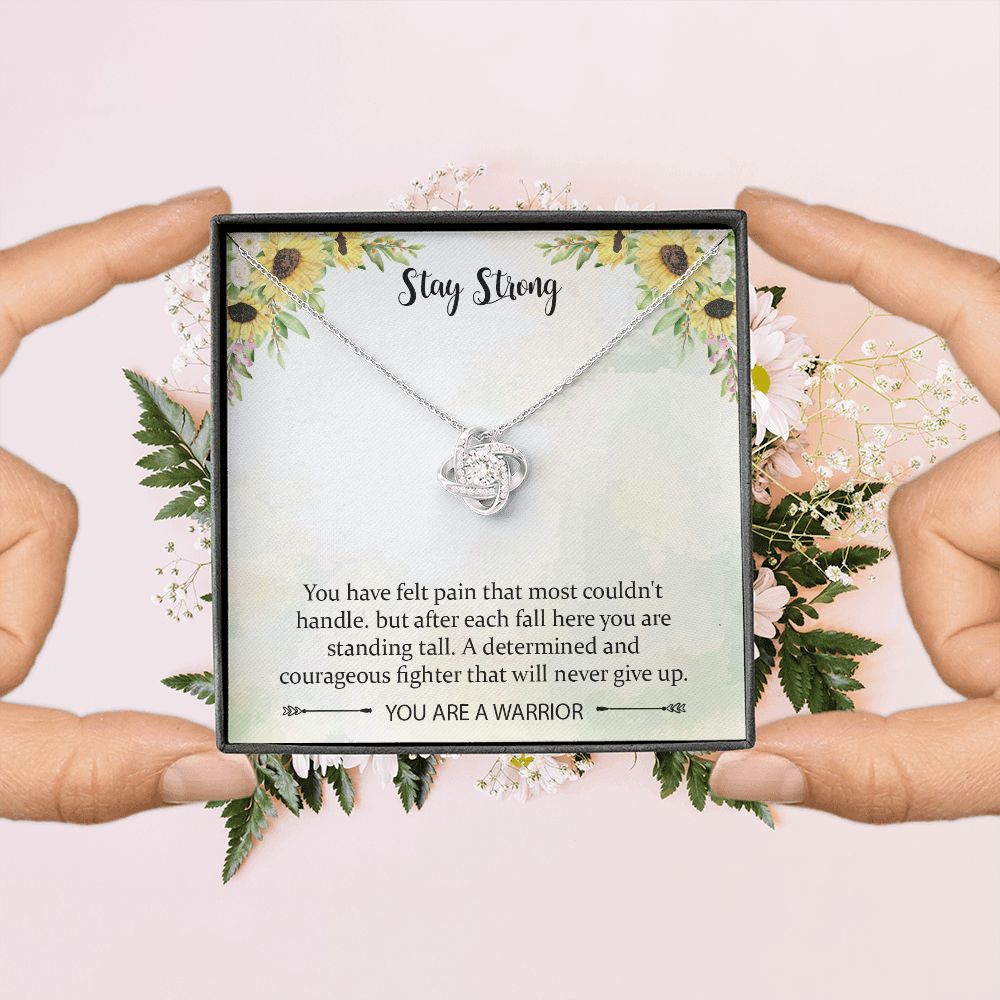 Sobriety Love Knot Necklace Gifts for Women, Encouragement Jewelry Gifts for Women, Cheer Up Gifts for Cancer Patients Women, Get Well Soon Necklace for Birthday with Message Card