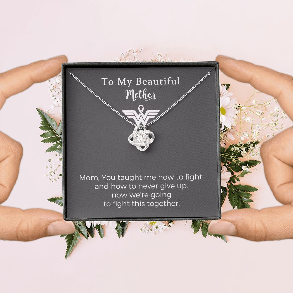 Breast Cancer Survivor Love Knot Necklace Gifts for Women, Encouragement Jewelry Gifts for Mother, Cheer Up Gifts for Cancer Patients Women, Recovery Get Well Soon Post Surgery Gift Necklace for Birthday