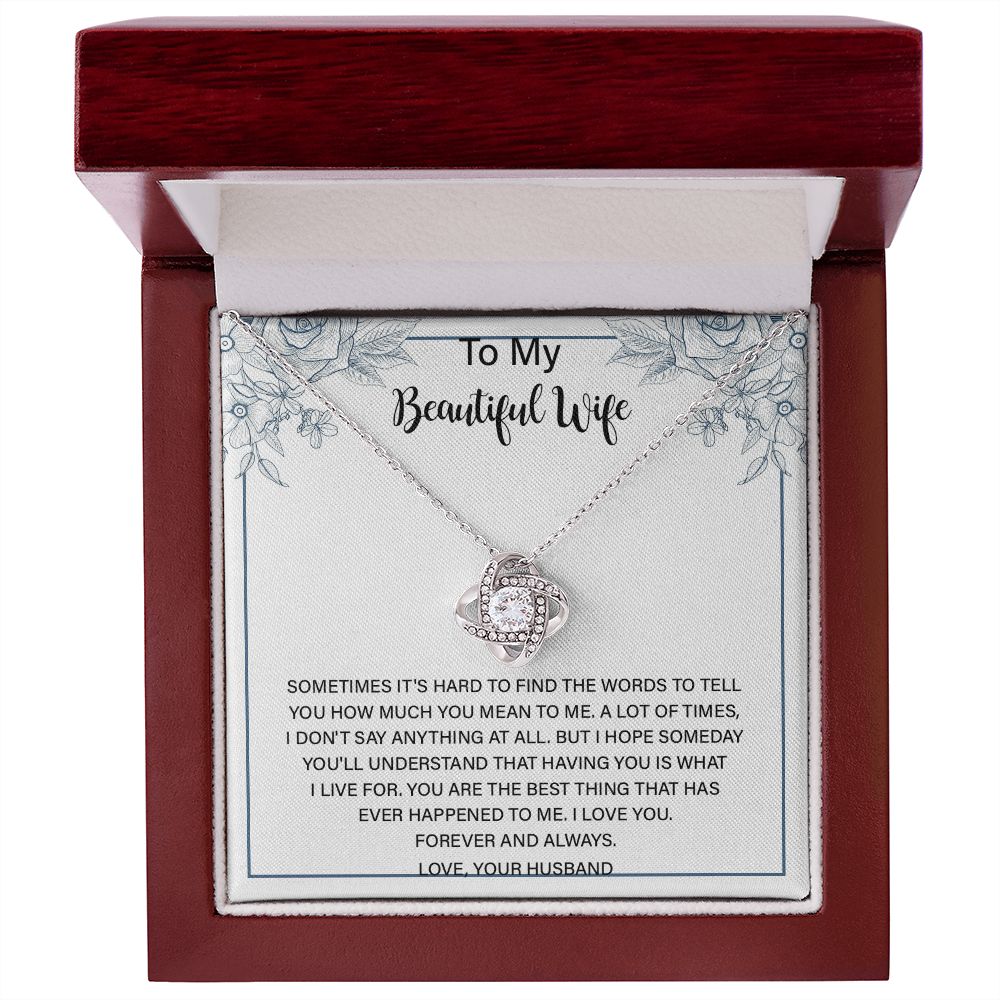 Love Knot Necklace Gifts for Wife from Husband, Jewelry Gifts for Women, Wedding Anniversary Birthday Christmas Gifts for Wife, Gift Items for Women with a Message Card