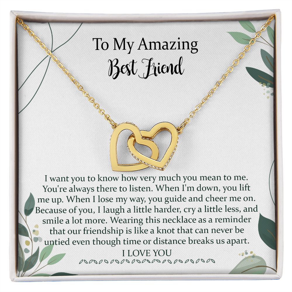 To Best Friend Interlocking Hearts Necklace Gift, Meaningful Long Distance Gift For Bestie