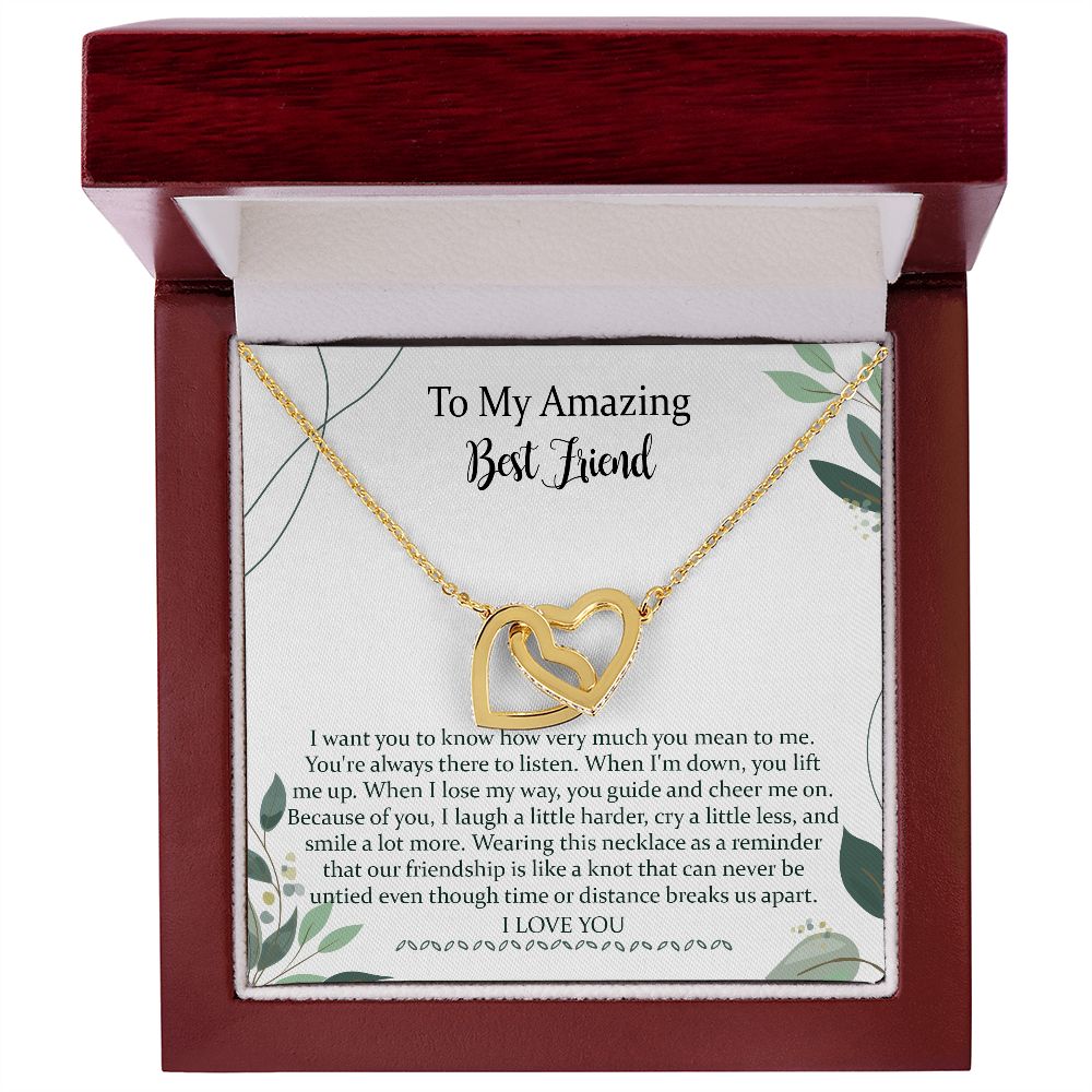 To Best Friend Interlocking Hearts Necklace Gift, Meaningful Long Distance Gift For Bestie