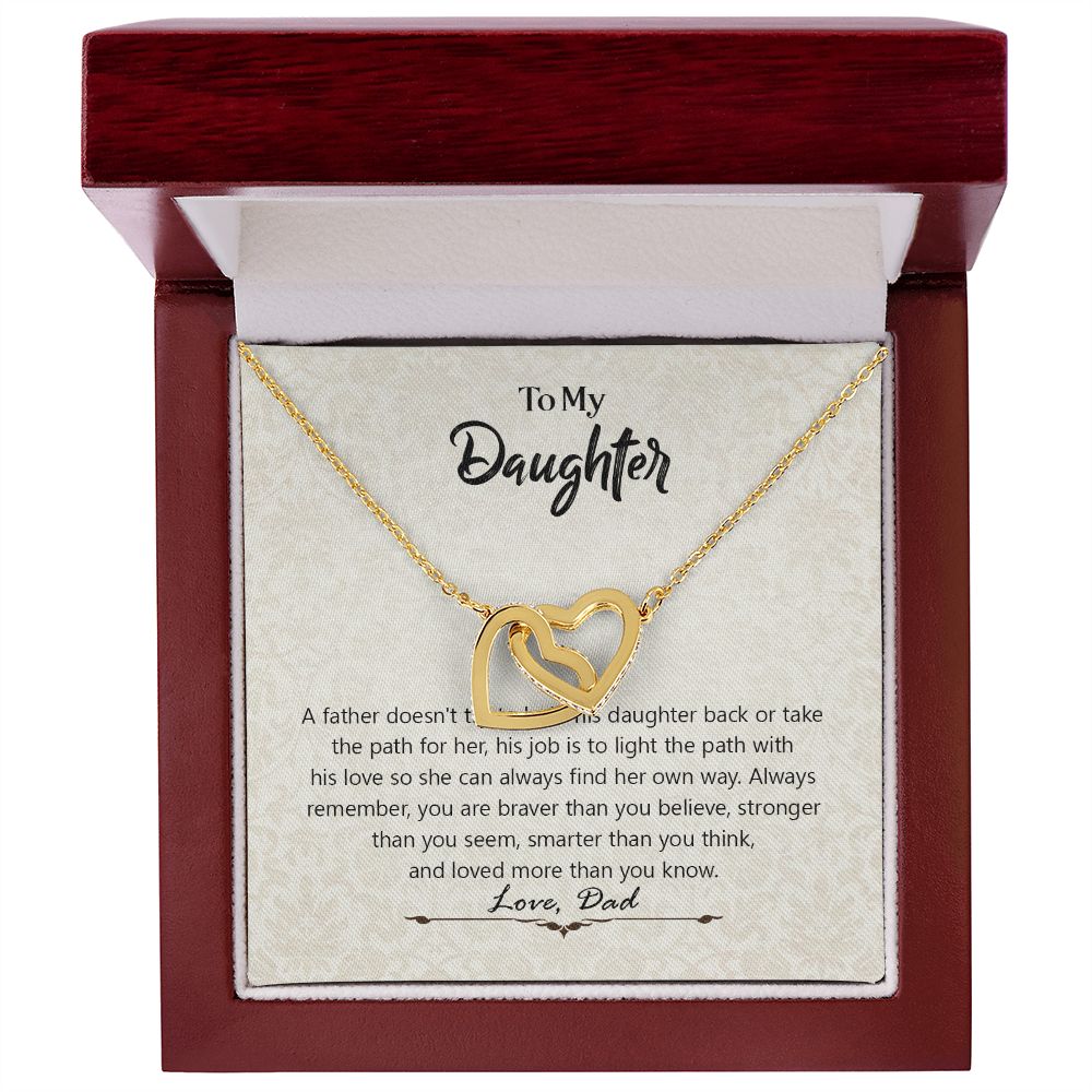 Daughter Gift from Dad, Daughter Father Interlocking Hearts Necklace, Gift For Daughter from Dad, To My Daughter, Jewelry Gift for Daughter on Birthday, Christmas, Graduation with Message Card
