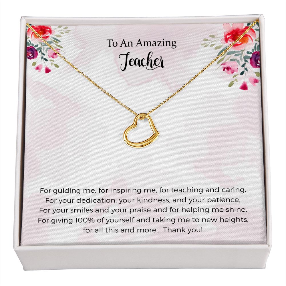 Teacher Delicate Heart Necklace Gift for Teacher Appreciation Gift Teacher Thank You Gift