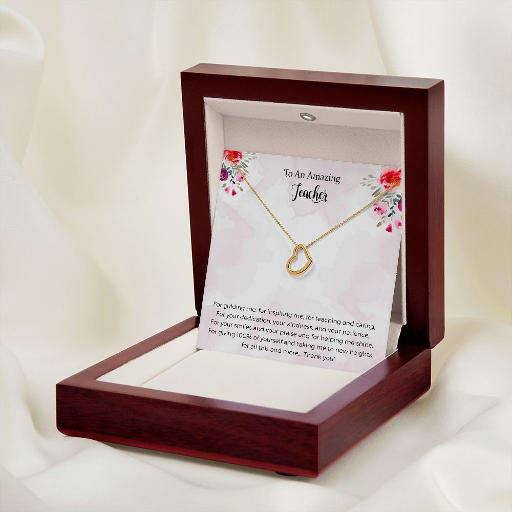 Teacher Delicate Heart Necklace Gift for Teacher Appreciation Gift Teacher Thank You Gift