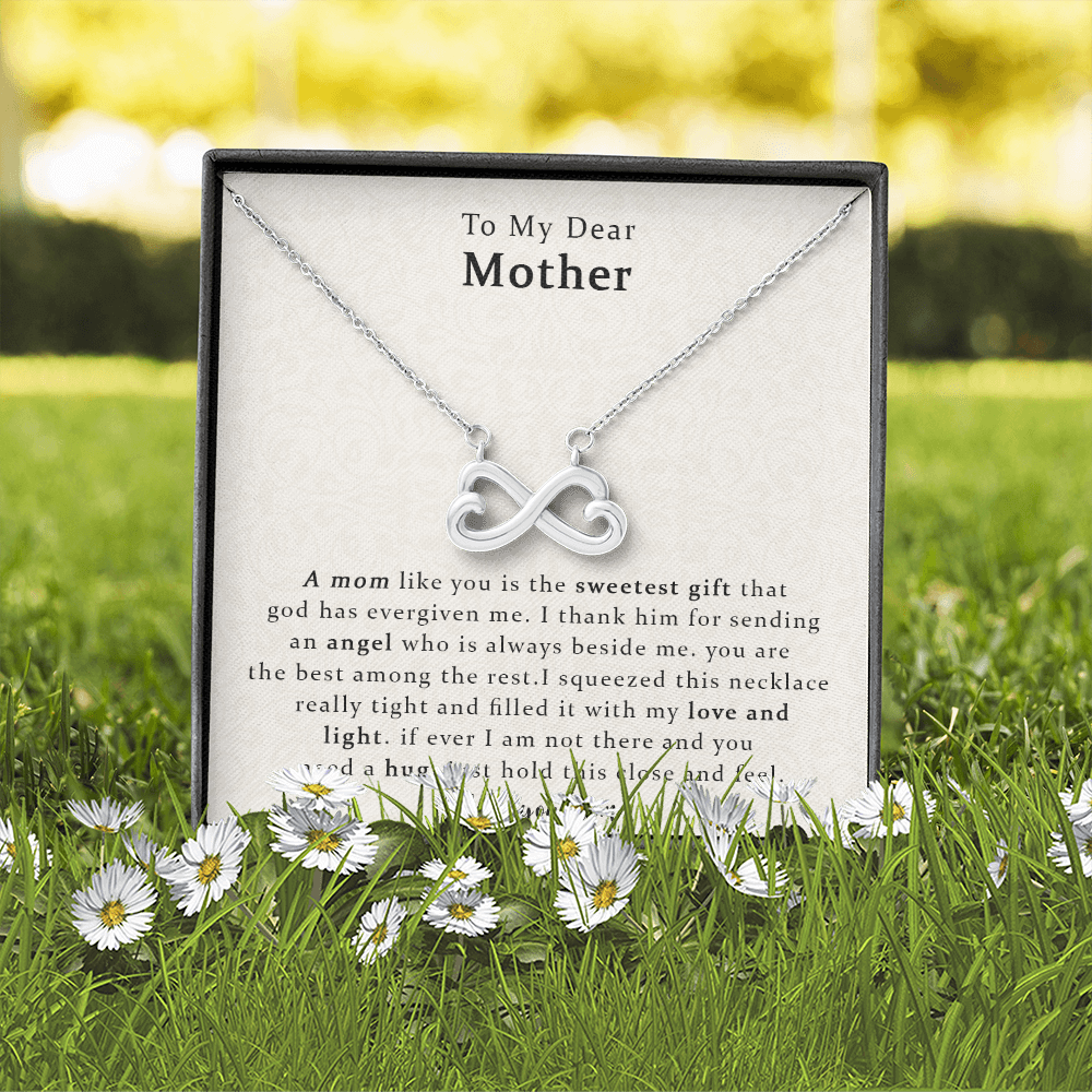 To My Dear Mother, The Sweetest Heart-shaped Infinity Necklace Gift For Mom, Mother Gift For Valentine's, Birthday, Anniversary