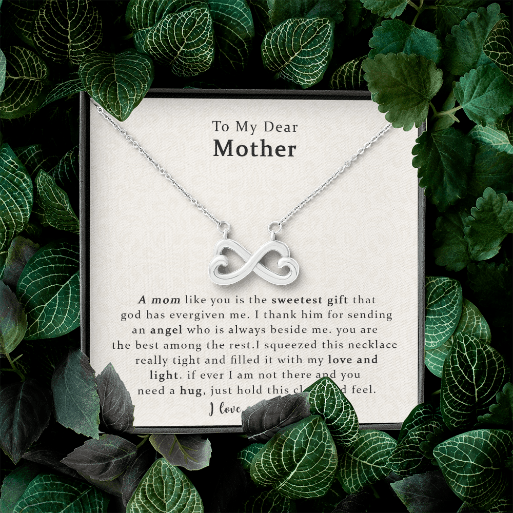 To My Dear Mother, The Sweetest Heart-shaped Infinity Necklace Gift For Mom, Mother Gift For Valentine's, Birthday, Anniversary