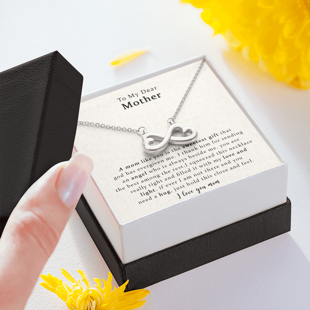 To My Dear Mother, The Sweetest Heart-shaped Infinity Necklace Gift For Mom, Mother Gift For Valentine's, Birthday, Anniversary