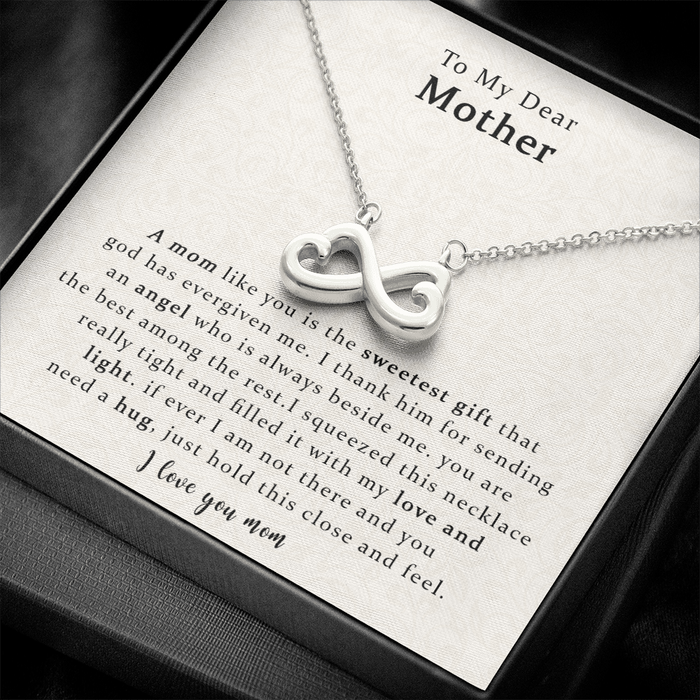 To My Dear Mother, The Sweetest Heart-shaped Infinity Necklace Gift For Mom, Mother Gift For Valentine's, Birthday, Anniversary