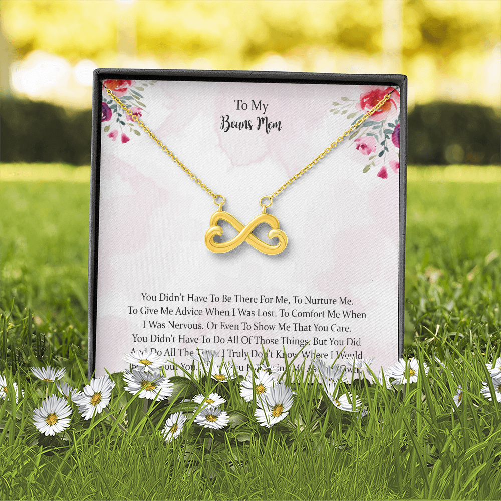To My Bonus Mom Heart-shaped Infinity Necklace, Mother Gift For Valentine's, Birthday, Anniversary