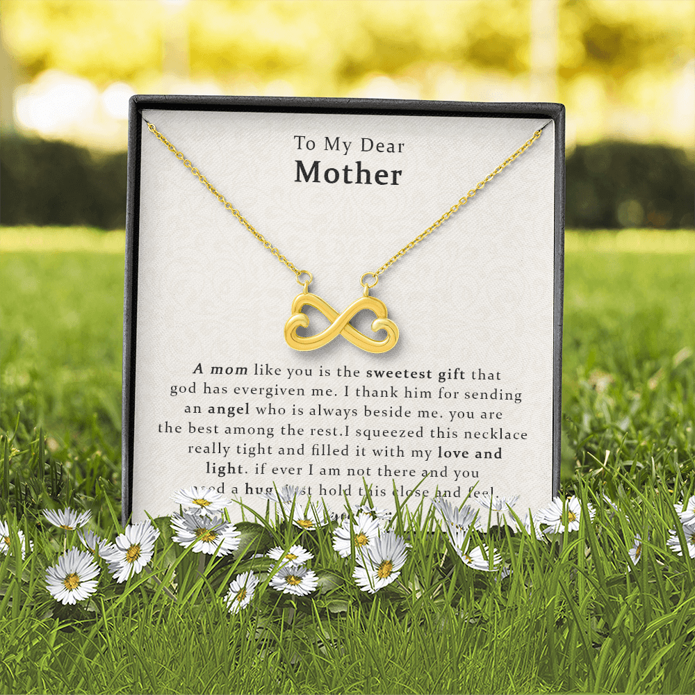 To My Dear Mother, The Sweetest Heart-shaped Infinity Necklace Gift For Mom, Mother Gift For Valentine's, Birthday, Anniversary