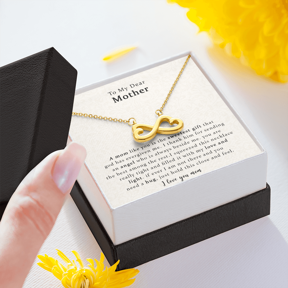 To My Dear Mother, The Sweetest Heart-shaped Infinity Necklace Gift For Mom, Mother Gift For Valentine's, Birthday, Anniversary