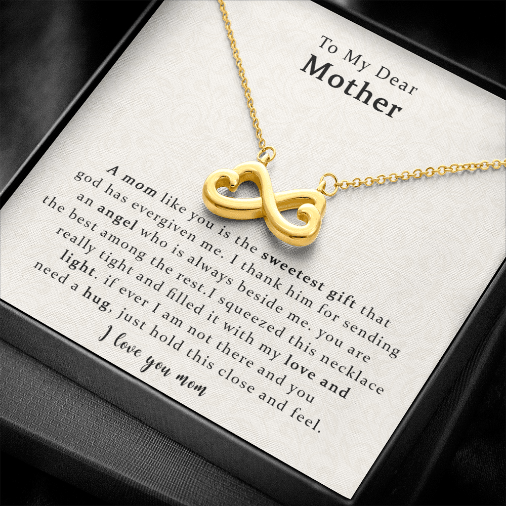 To My Dear Mother, The Sweetest Heart-shaped Infinity Necklace Gift For Mom, Mother Gift For Valentine's, Birthday, Anniversary