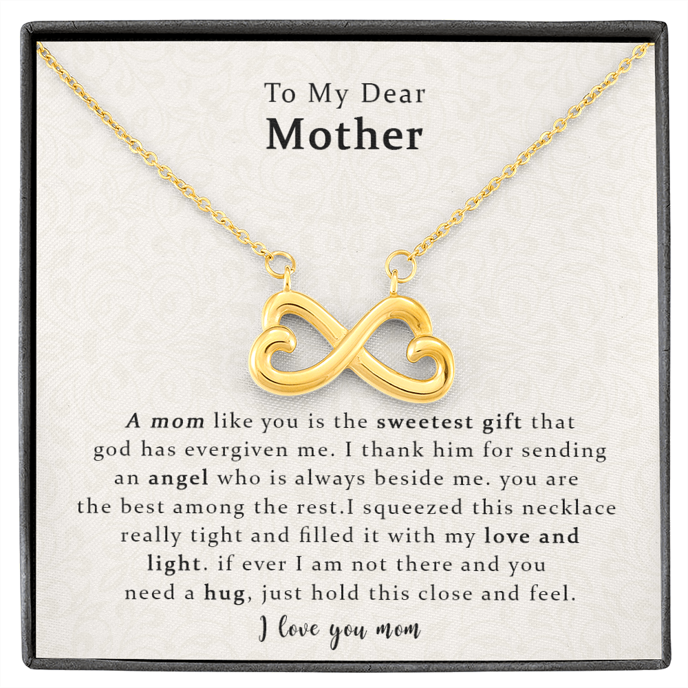 To My Dear Mother, The Sweetest Heart-shaped Infinity Necklace Gift For Mom, Mother Gift For Valentine's, Birthday, Anniversary