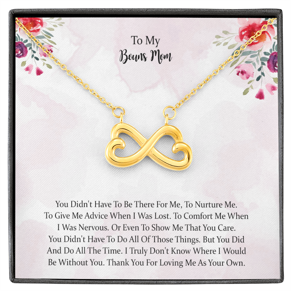 To My Bonus Mom Heart-shaped Infinity Necklace, Mother Gift For Valentine's, Birthday, Anniversary