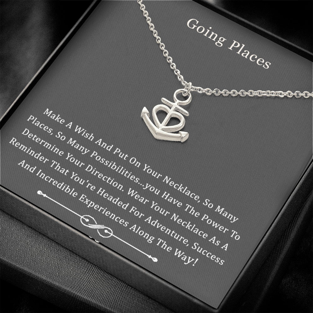 Friendship Anchor Compass Necklace Good Luck Elephant Pendant Chain Necklace with Message Card Gift Card
