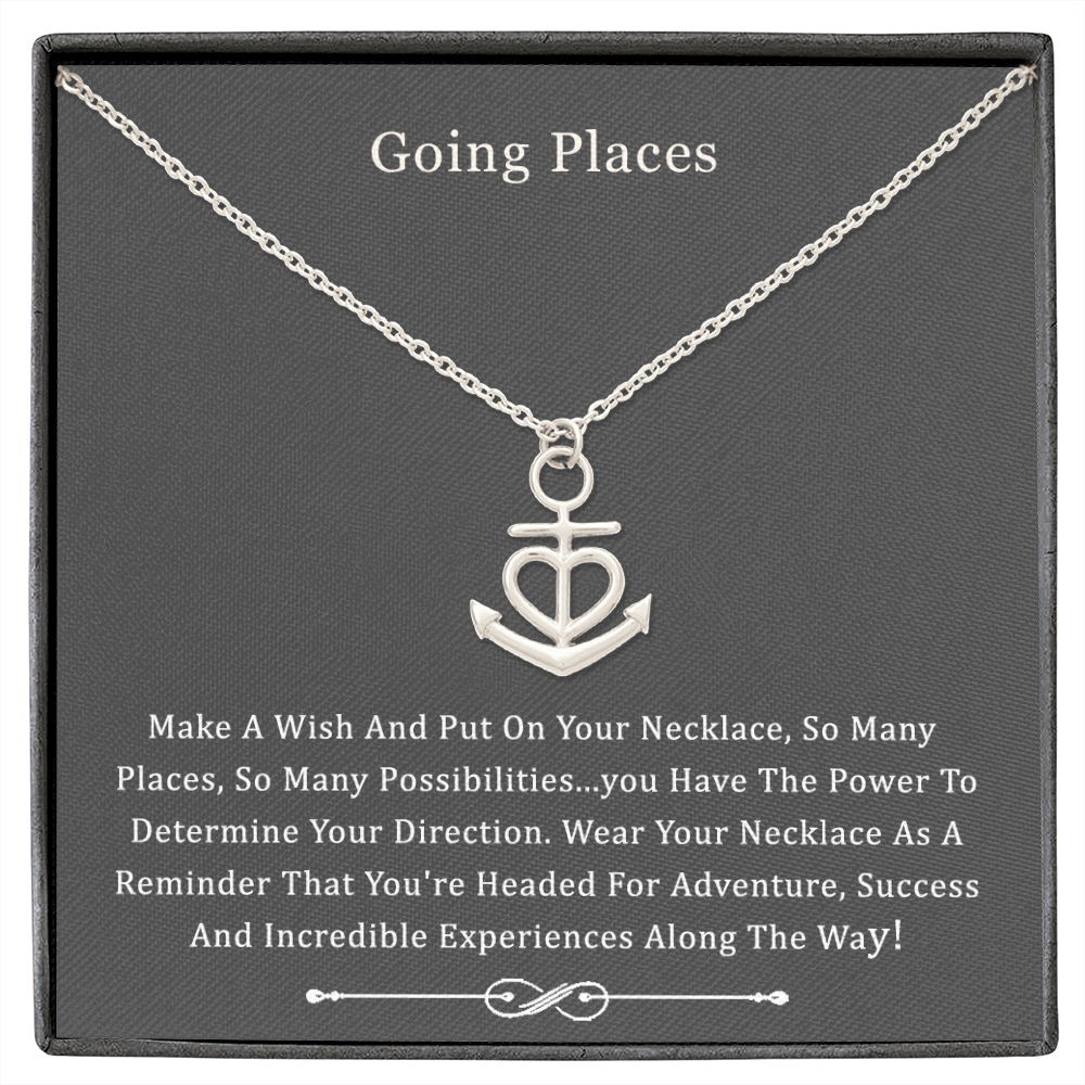 Friendship Anchor Compass Necklace Good Luck Elephant Pendant Chain Necklace with Message Card Gift Card