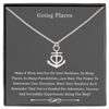 Friendship Anchor Compass Necklace Good Luck Elephant Pendant Chain Necklace with Message Card Gift Card