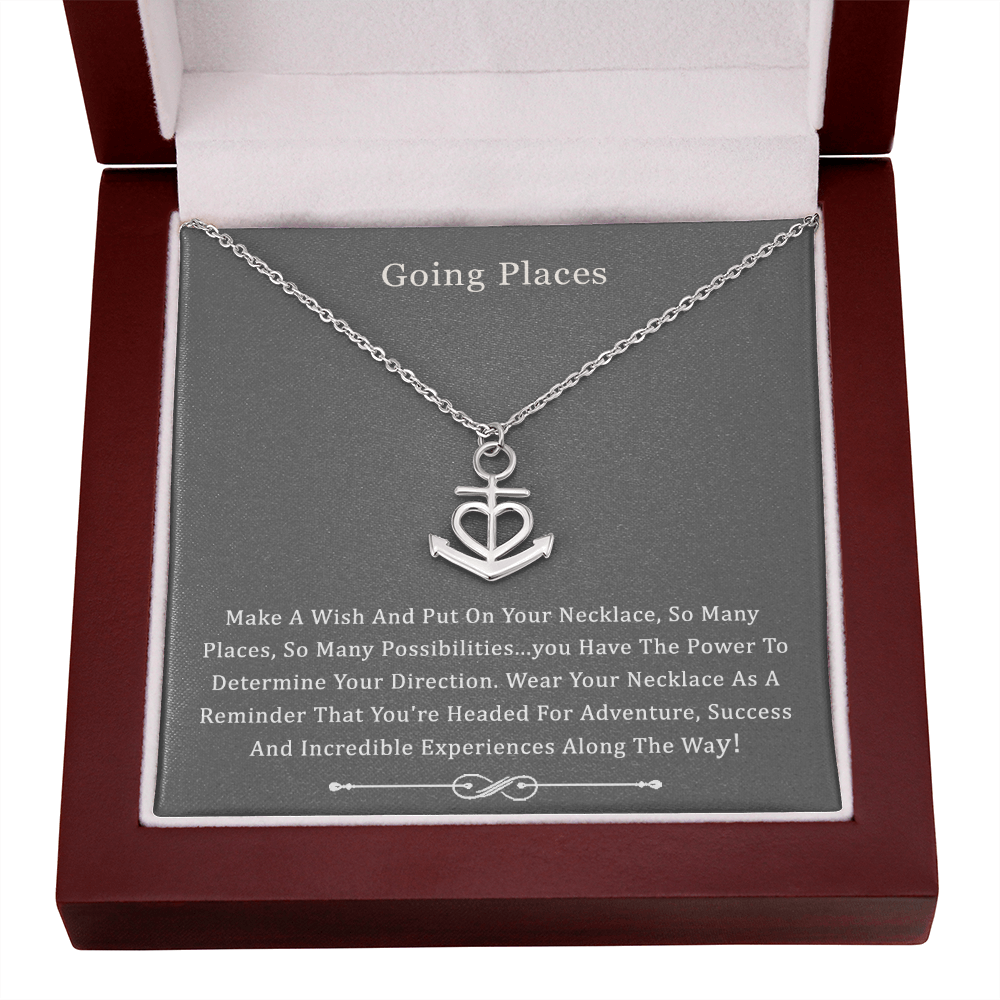 Friendship Anchor Compass Necklace Good Luck Elephant Pendant Chain Necklace with Message Card Gift Card