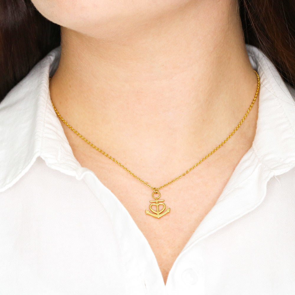 Friendship Anchor Compass Necklace Good Luck Elephant Pendant Chain Necklace with Message Card Gift Card