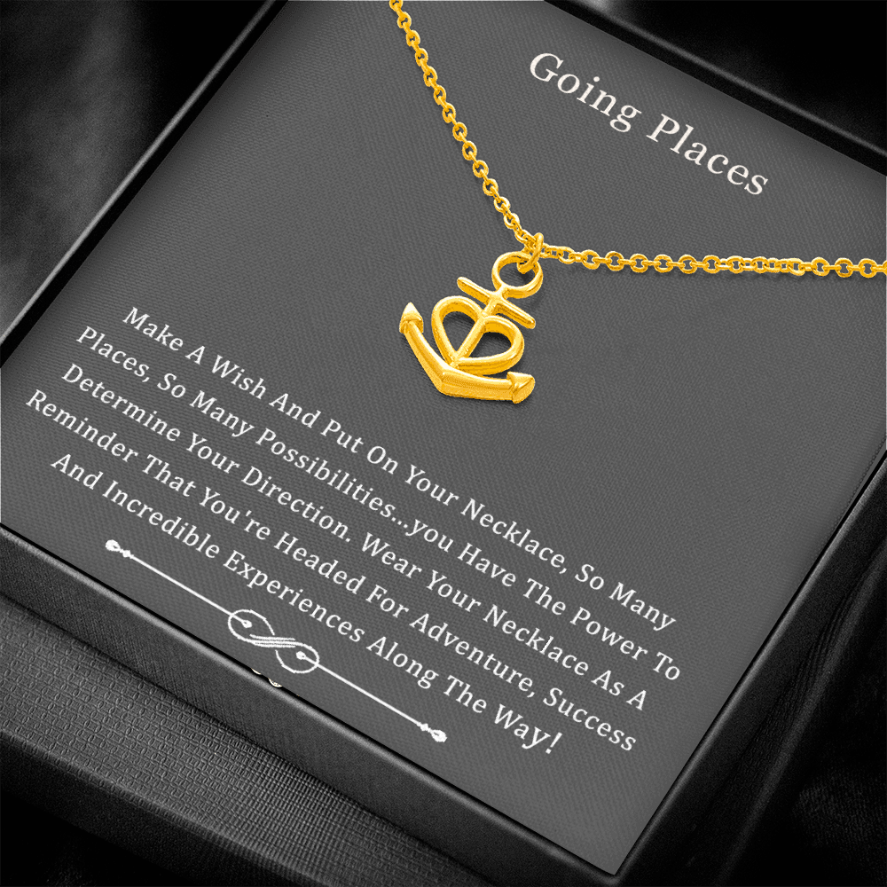 Friendship Anchor Compass Necklace Good Luck Elephant Pendant Chain Necklace with Message Card Gift Card