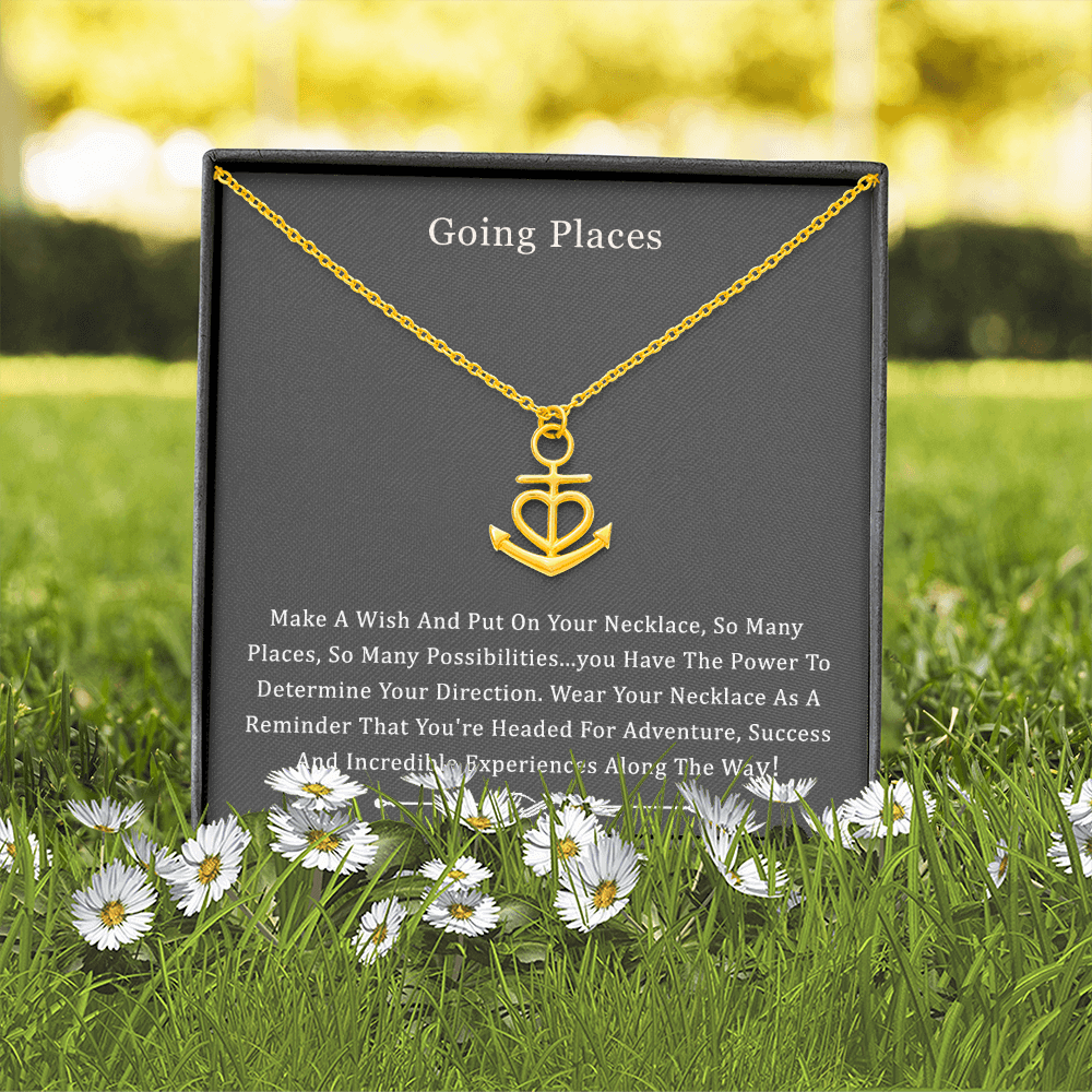 Friendship Anchor Compass Necklace Good Luck Elephant Pendant Chain Necklace with Message Card Gift Card