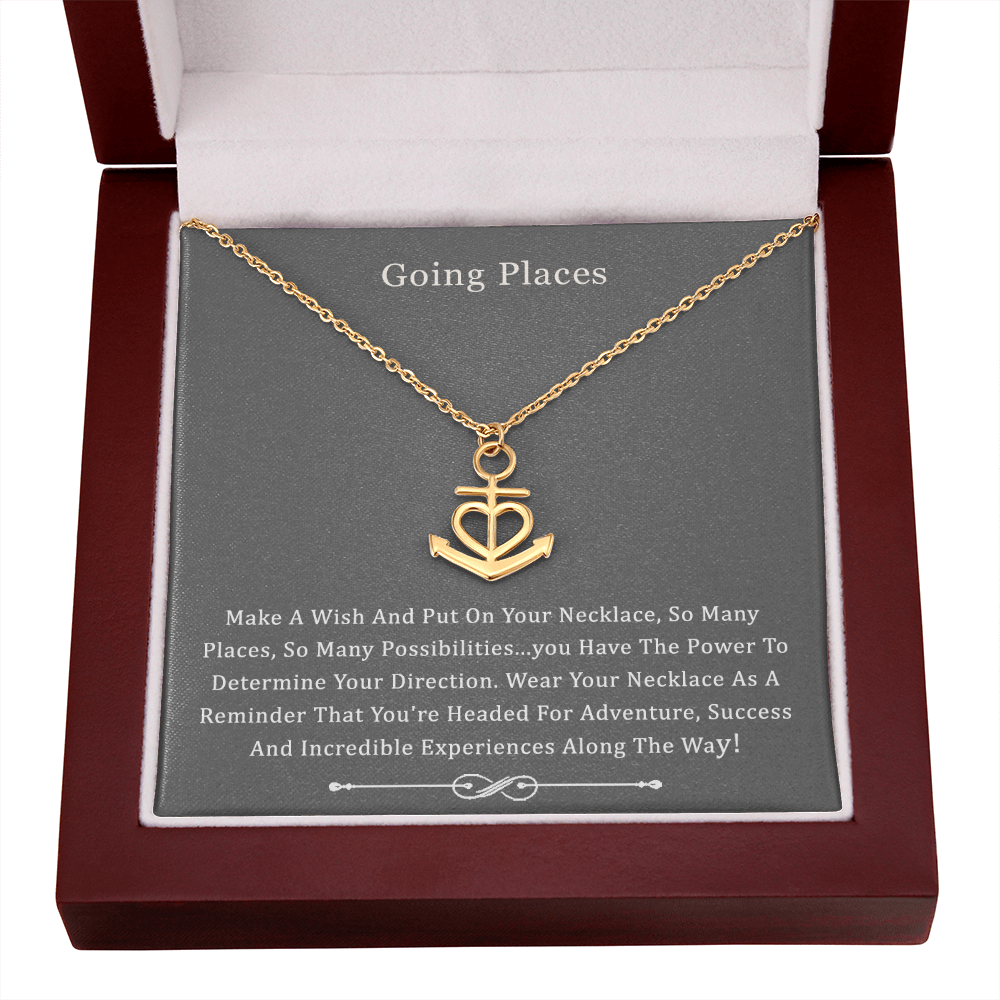 Friendship Anchor Compass Necklace Good Luck Elephant Pendant Chain Necklace with Message Card Gift Card