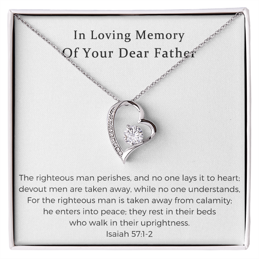 Loss of Father Gift Forever Love Necklace: Death of Dad, Parent, Condolences, Mourning, Grieving, Passing, Sympathy Gift