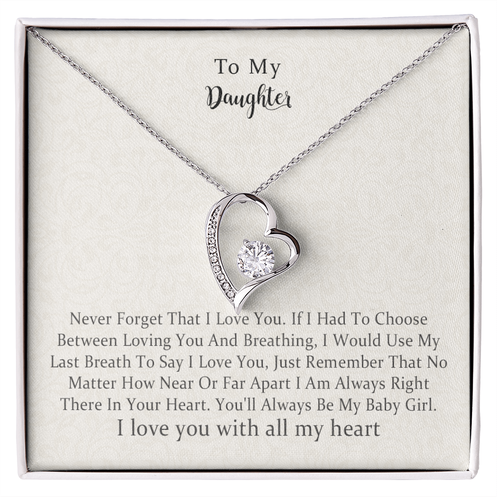 To My Daughter, I'm Always Right There In Your Heart, Forever Love Necklace Gift For Daughter From Mothers On Birthday, Christmas, Graduation