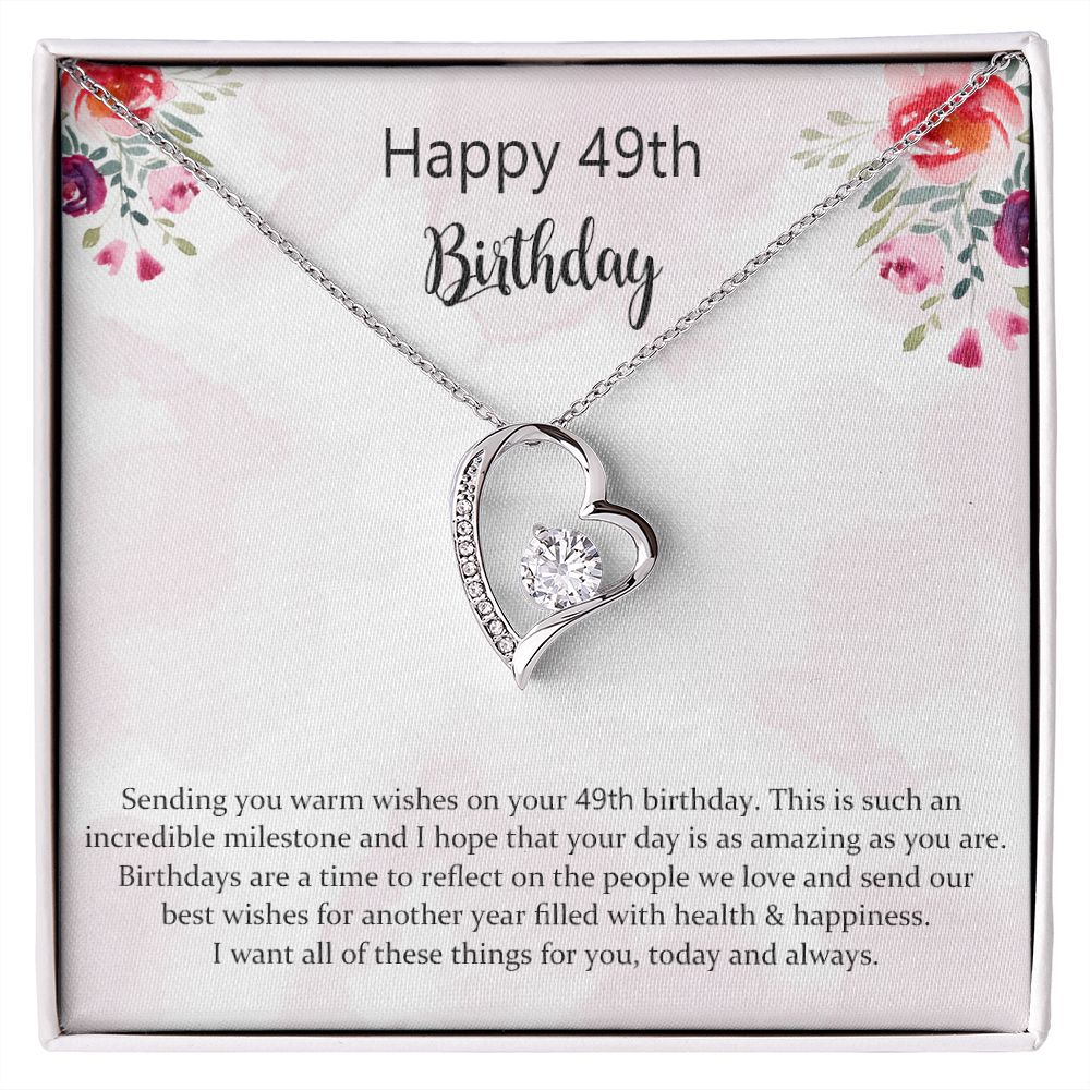 Happy 49th Birthday Jewelry Gift for Girls Women,Necklace Mother Daughter Sister Aunt Niece Cousin Friend Birthday Gift with Message Card and Gift Box