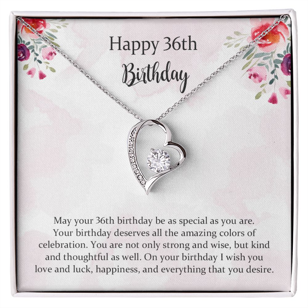 Happy 36th Birthday Jewelry Gift for Girls Women, Necklace Mother Daughter Sister Aunt Niece Cousin Friend Birthday Gift with Message Card and Gift Box