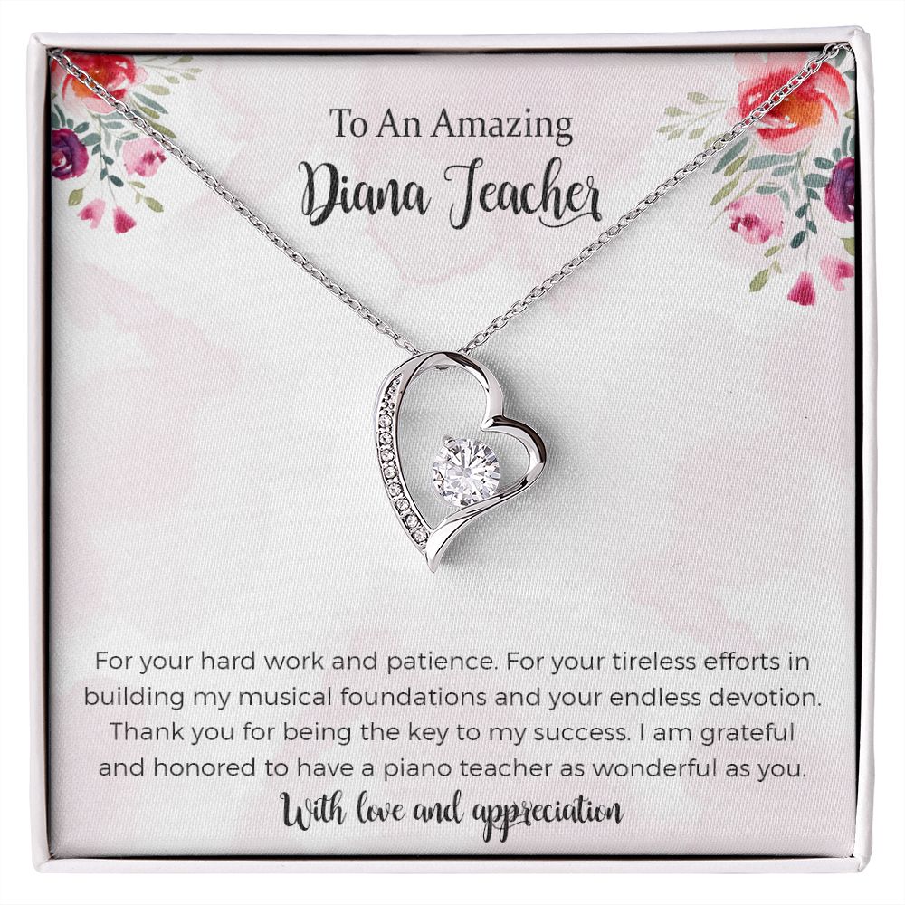 Piano Teacher Forever Love Necklace Gift Thank You Gift for Music Teacher Gift