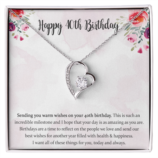 40th Birthday Forever Love Necklace Gifts For Women, 40th Birthday Gifts For Best Friend