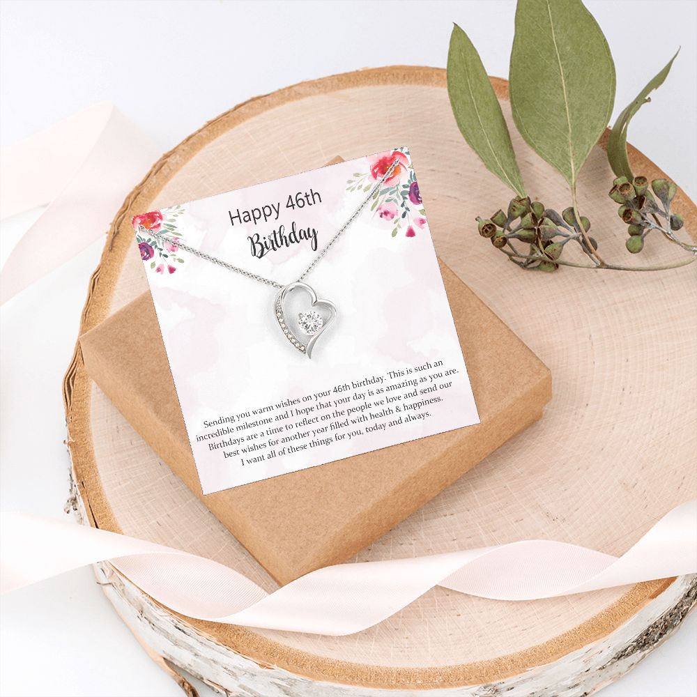 Happy 46th Birthday Jewelry Gift for Girls Women,Necklace Mother Daughter Sister Aunt Niece Cousin Friend Birthday Gift with Message Card and Gift Box