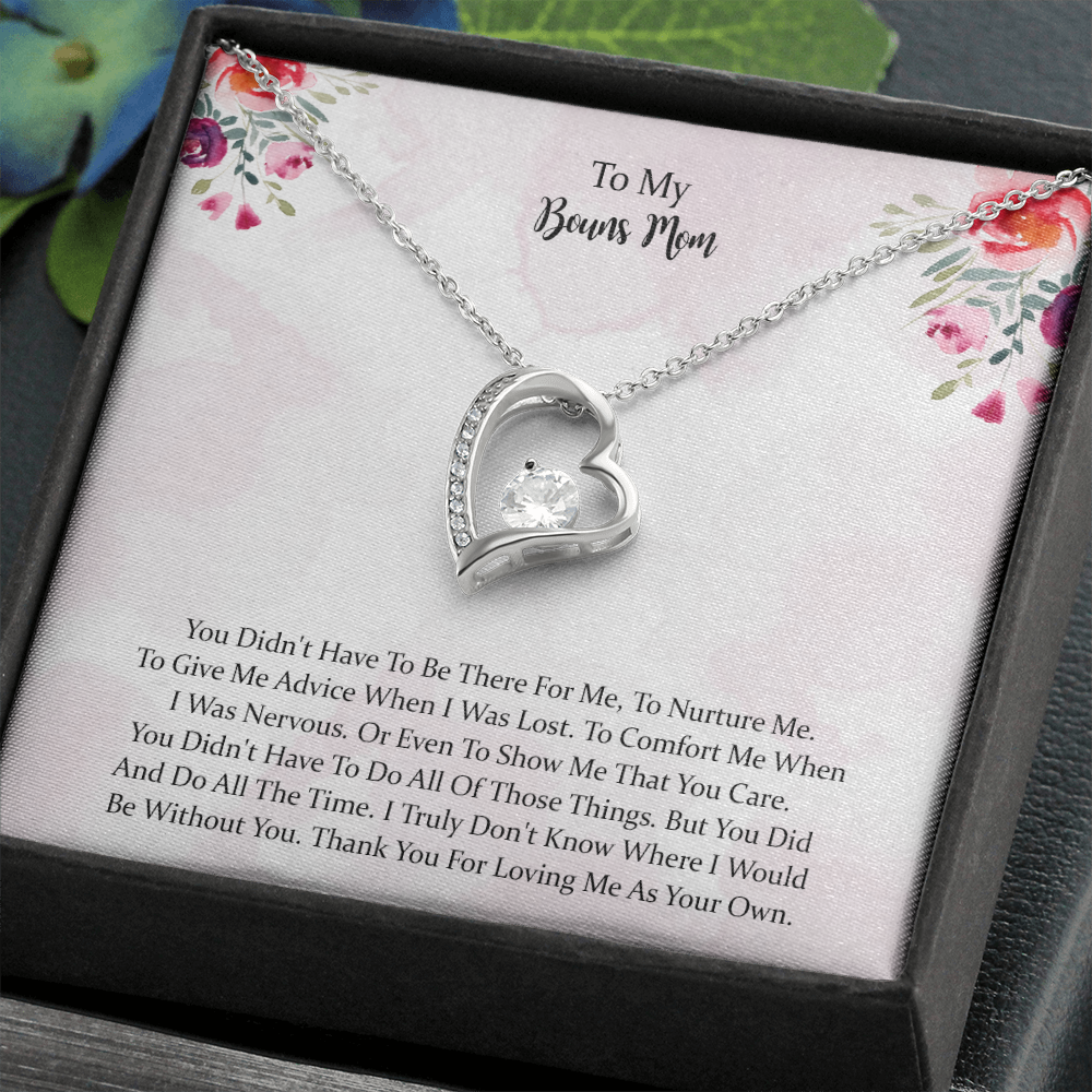 To My Bonus Mom Forever Love Necklace, Thank You For Loving Me As Your Own