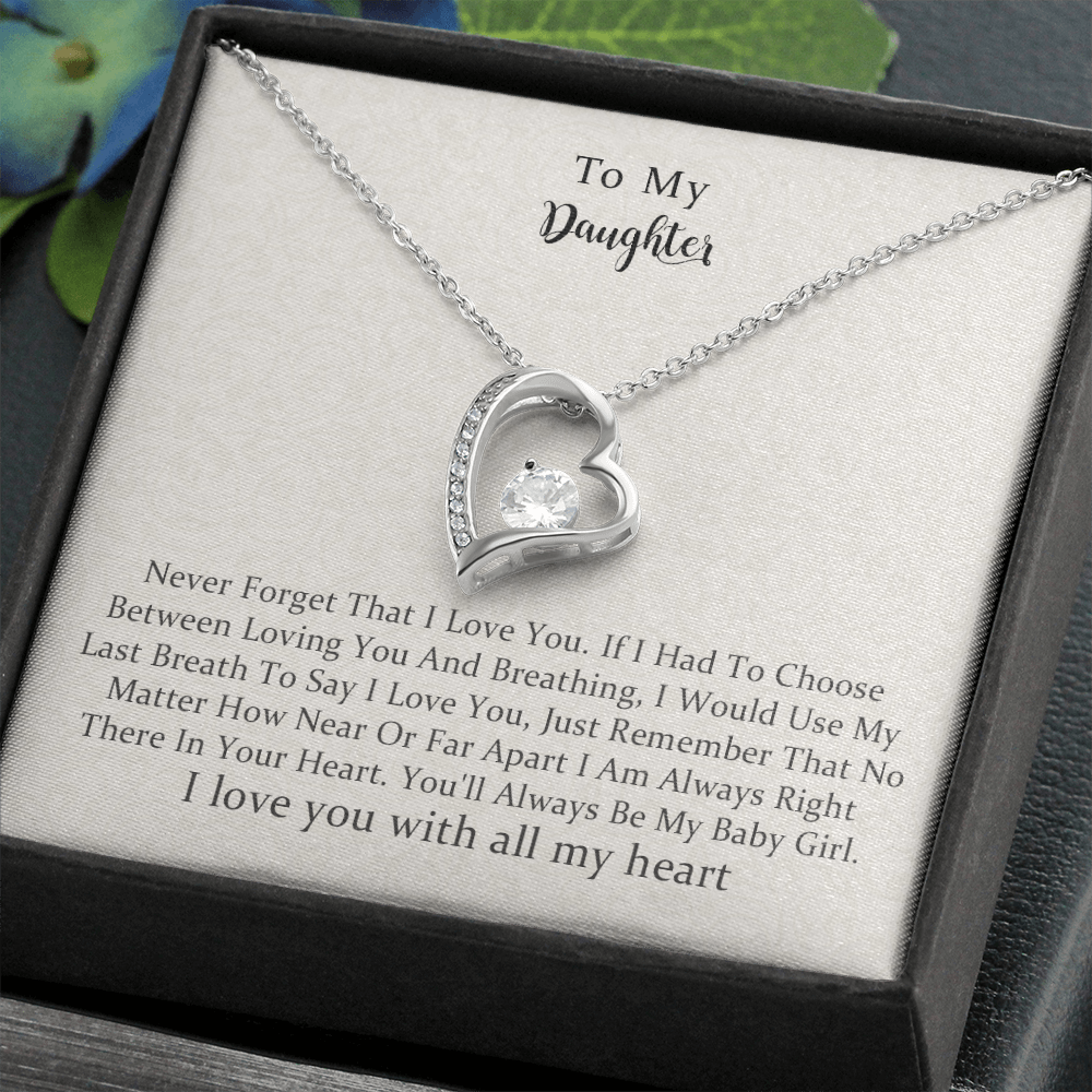 To My Daughter, I'm Always Right There In Your Heart, Forever Love Necklace Gift For Daughter From Mothers On Birthday, Christmas, Graduation