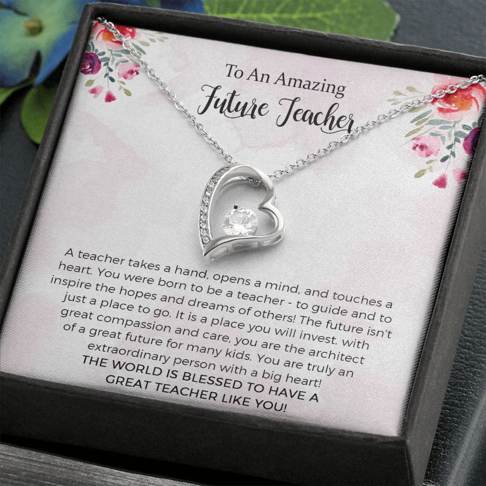 Teacher Forever Love Necklace, Future Teacher Gift, Love Knot Necklace, Graduate Teacher Necklace