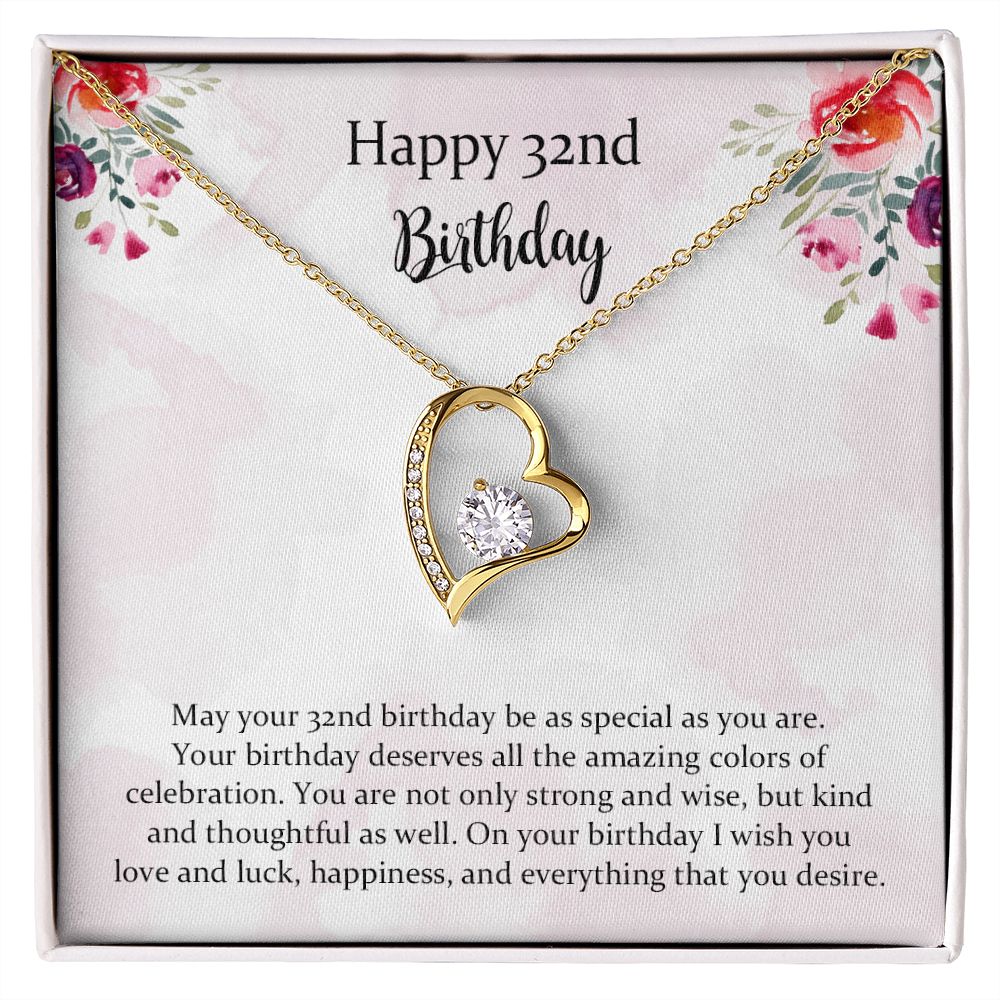 Happy 32nd Birthday Jewelry Gift for Girls Women, Necklace Mother Daughter Sister Aunt Niece Cousin Friend Birthday Gift with Message Card and Gift Box
