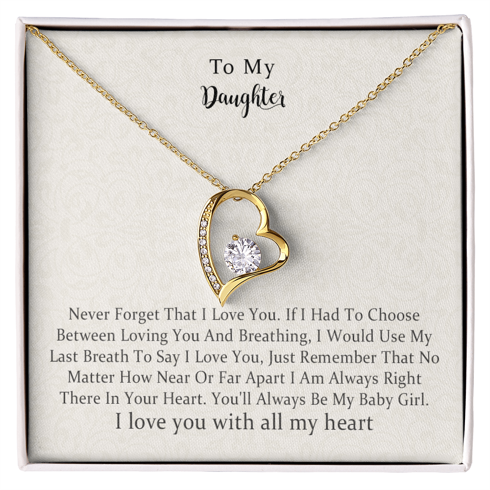 To My Daughter, I'm Always Right There In Your Heart, Forever Love Necklace Gift For Daughter From Mothers On Birthday, Christmas, Graduation