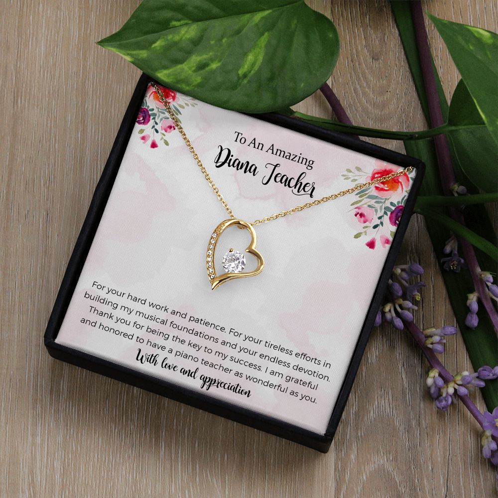 Piano Teacher Forever Love Necklace Gift Thank You Gift for Music Teacher Gift