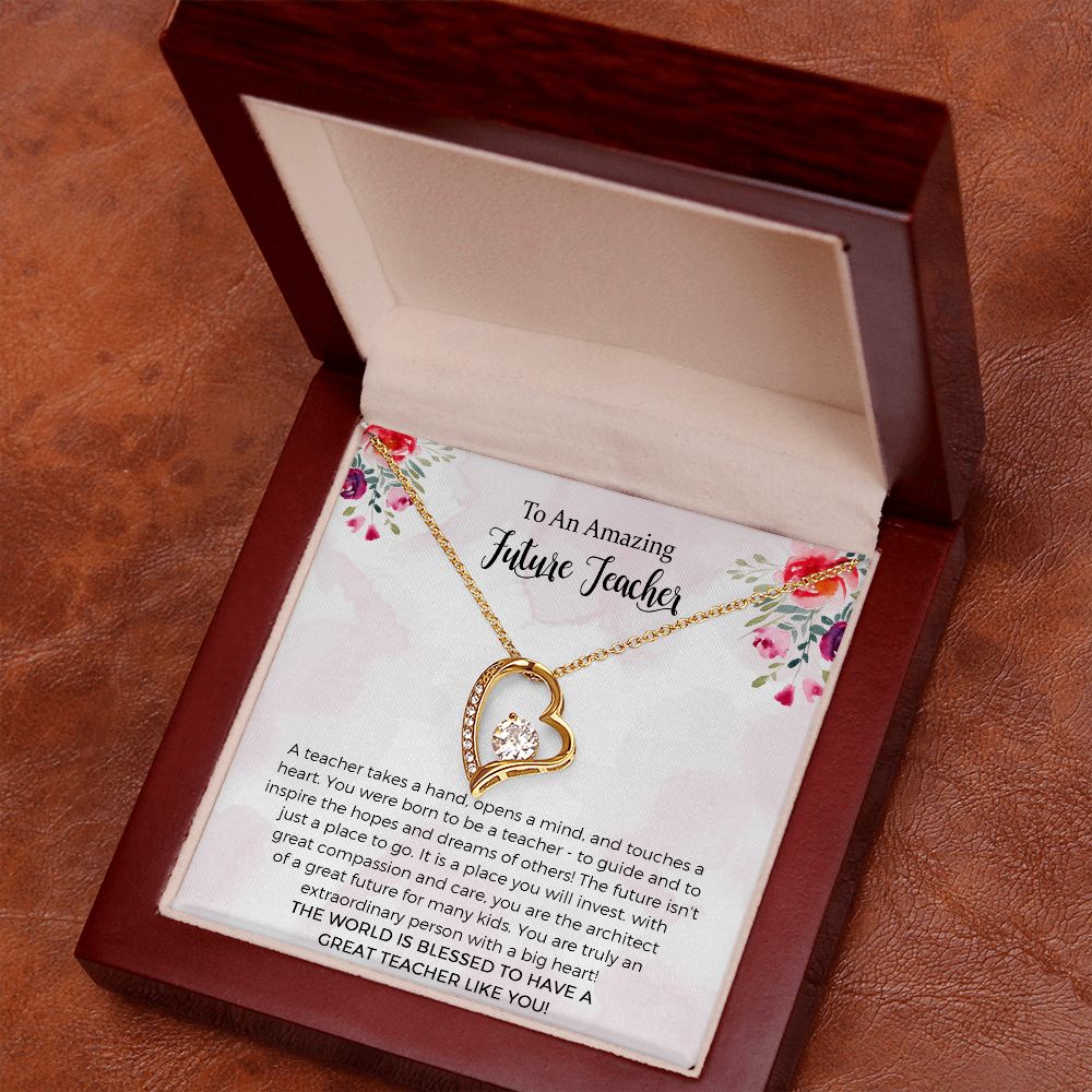 Teacher Forever Love Necklace, Future Teacher Gift, Love Knot Necklace, Graduate Teacher Necklace